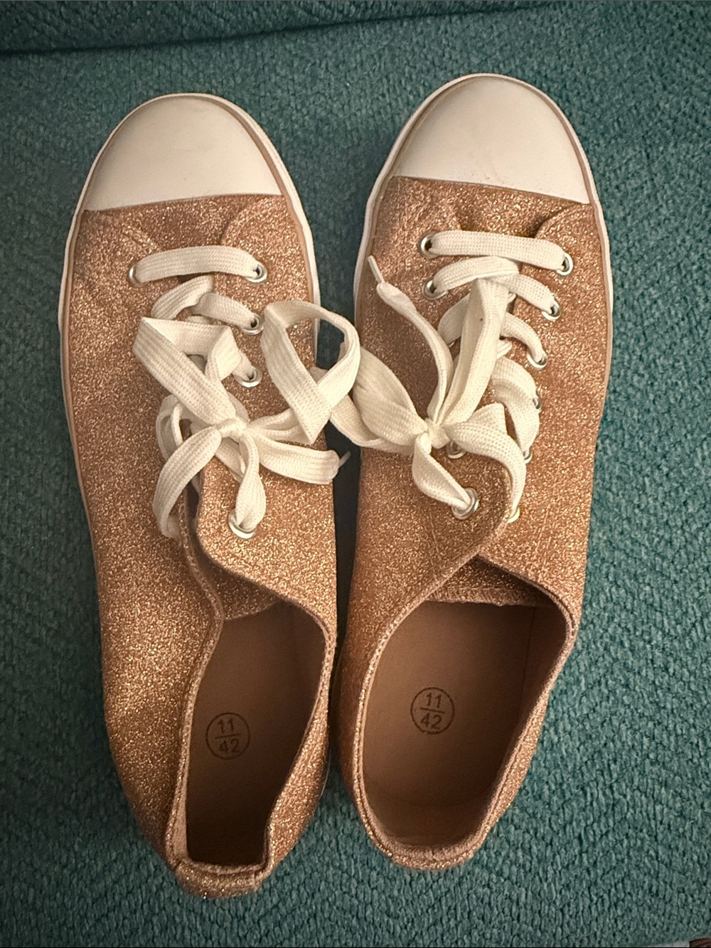 Glitter Lace-Up Women's Sneakers in Rose Gold - Picture 3 of 5